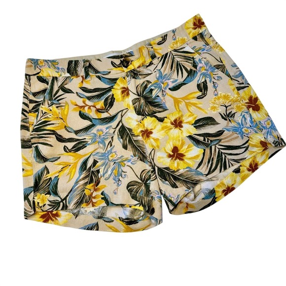 Old Navy Pants - Old Navy Everyday Shorts Tropical Floral Print‎ Mid Rise Linen Blend Women 10